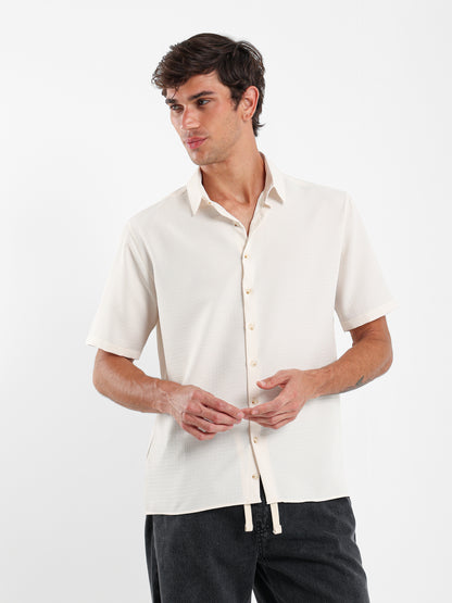Waffle Textured Short Sleeve Shirt