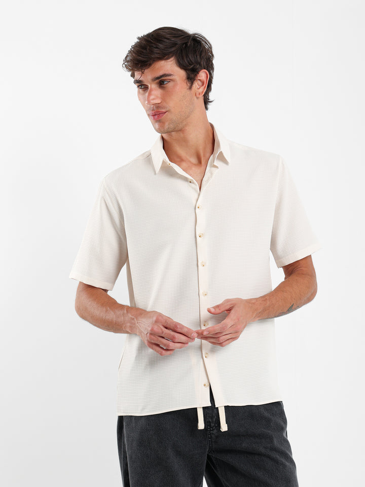 Waffle Textured Short Sleeve Shirt