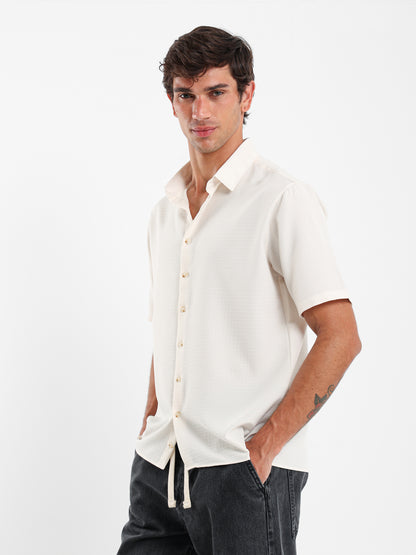 Waffle Textured Short Sleeve Shirt