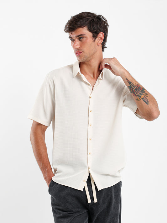 Waffle Textured Short Sleeve Shirt