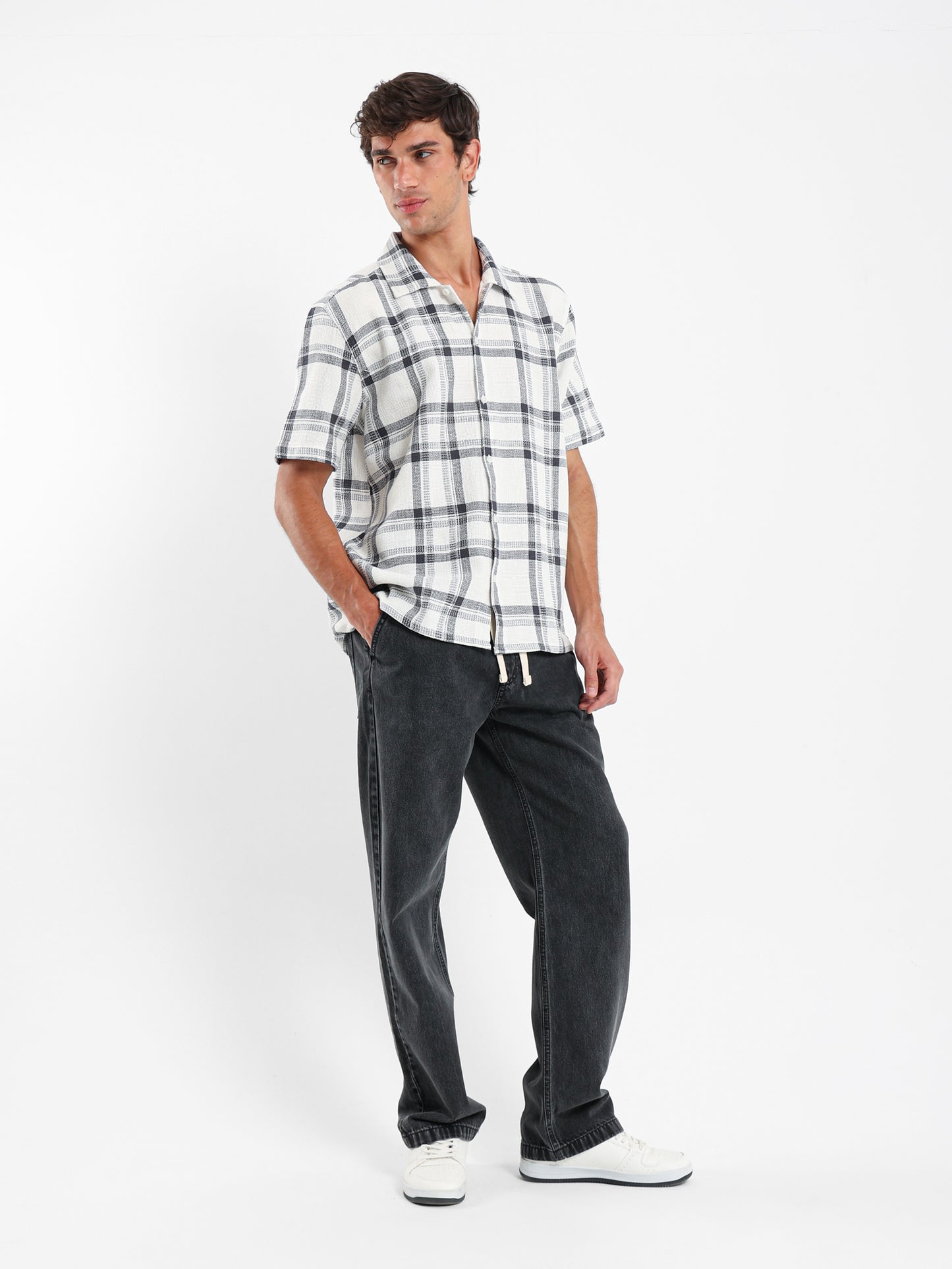 Checked Oversized Camp Shirt