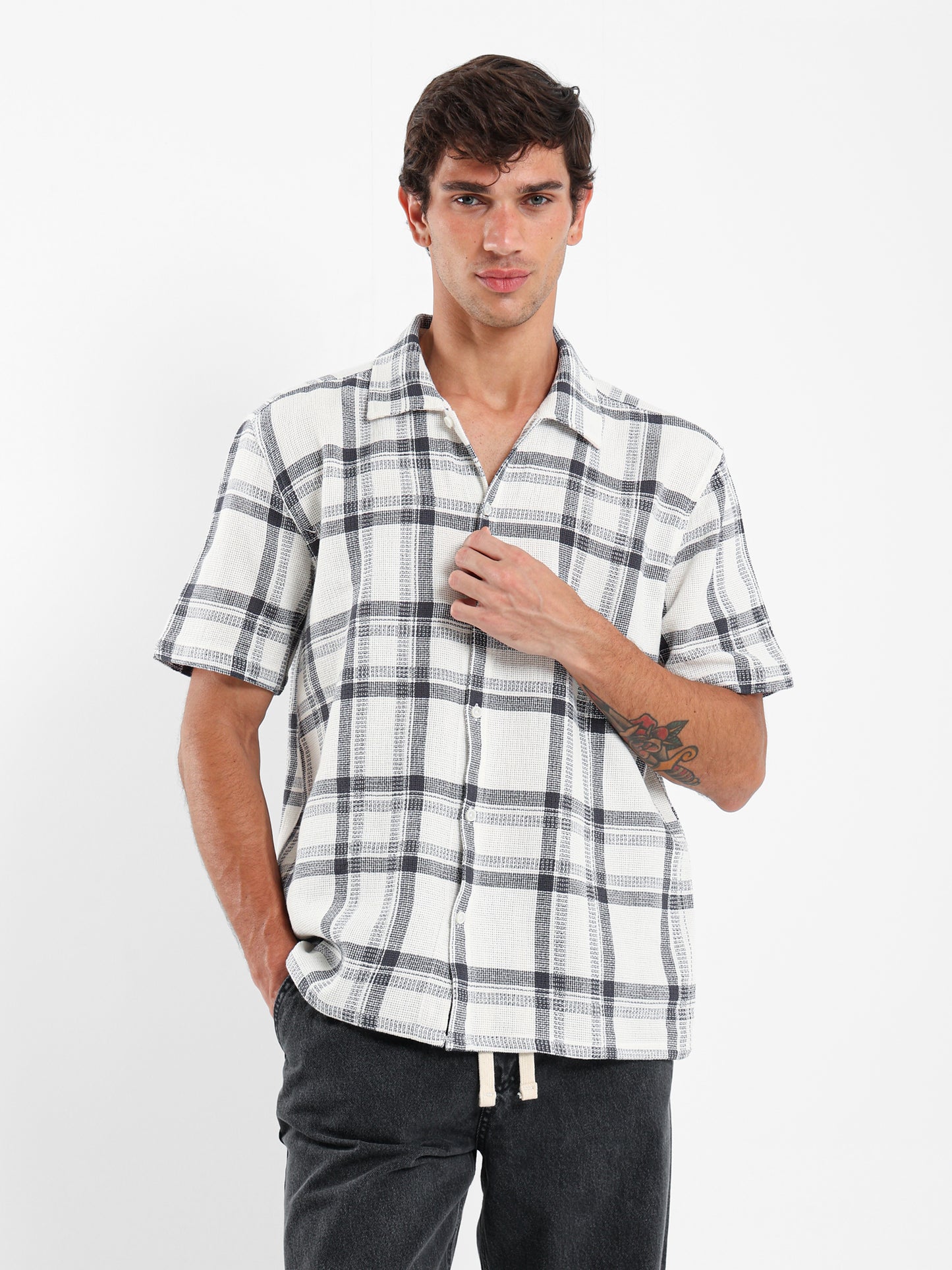 Checked Oversized Camp Shirt