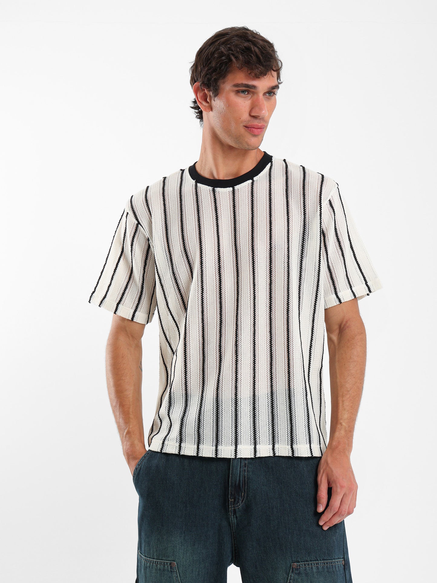 Striped Mesh T-Shirt