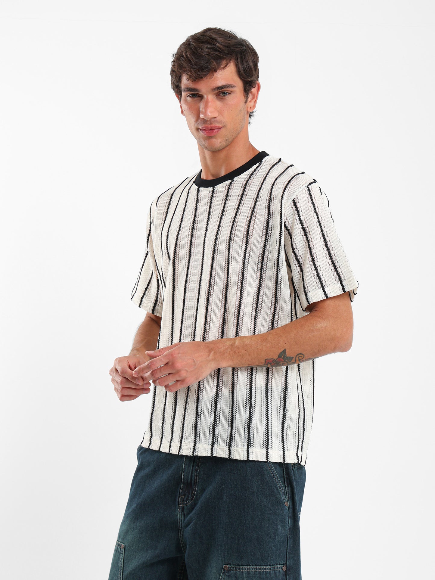 Striped Mesh T-Shirt