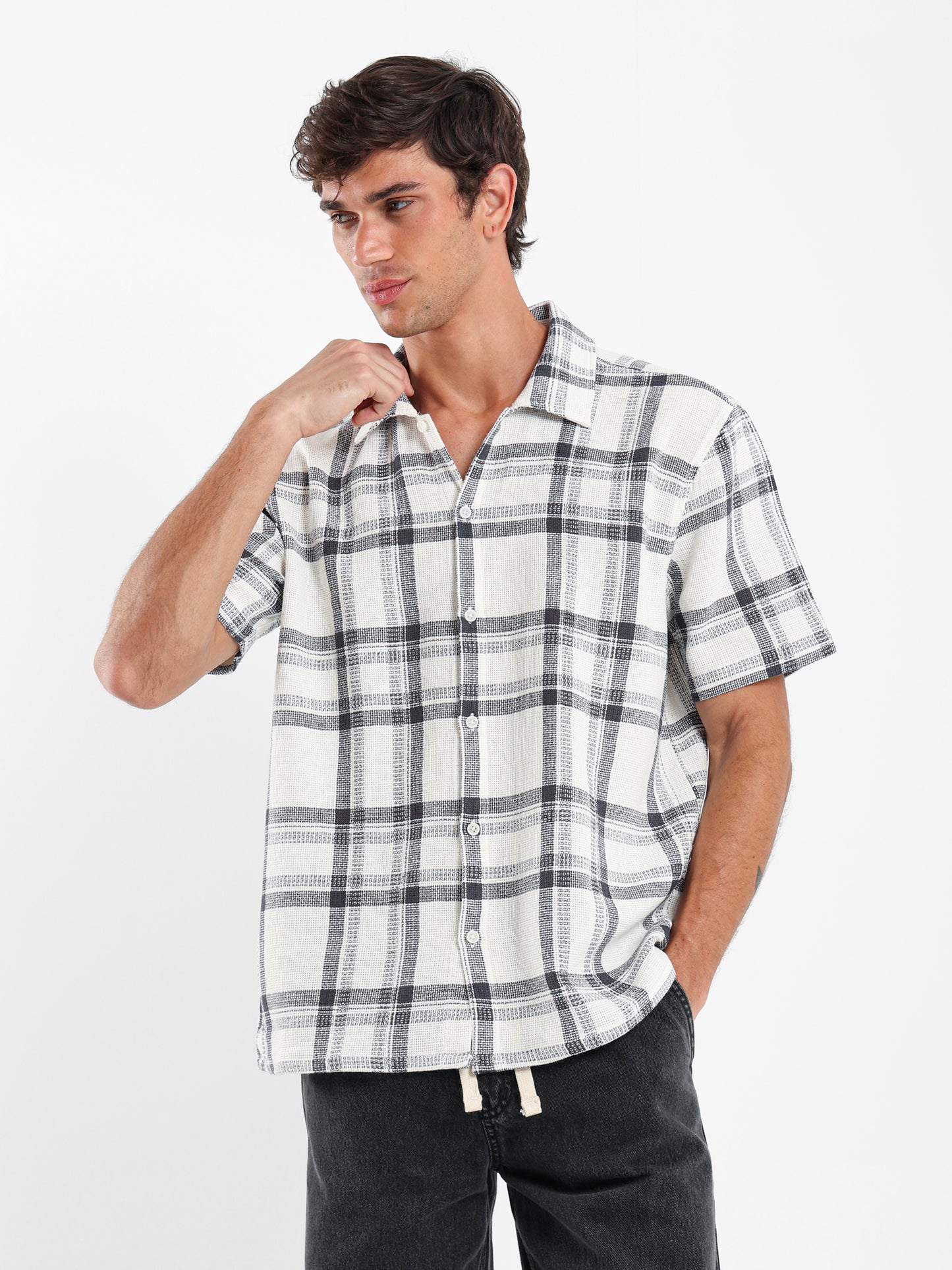 Checked Oversized Camp Shirt