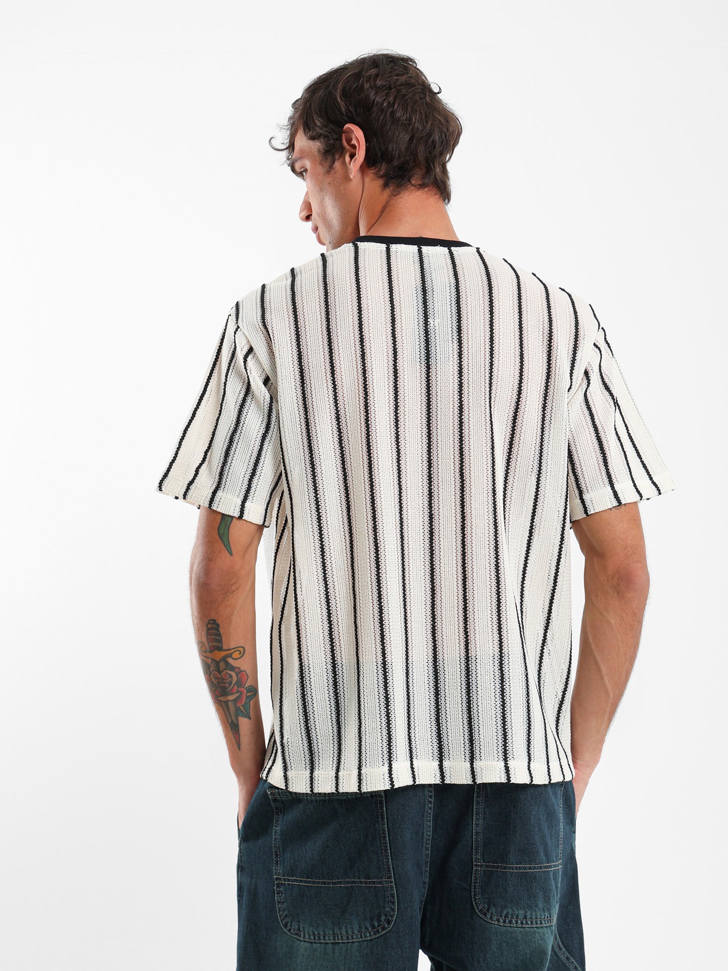 Striped Mesh T-Shirt