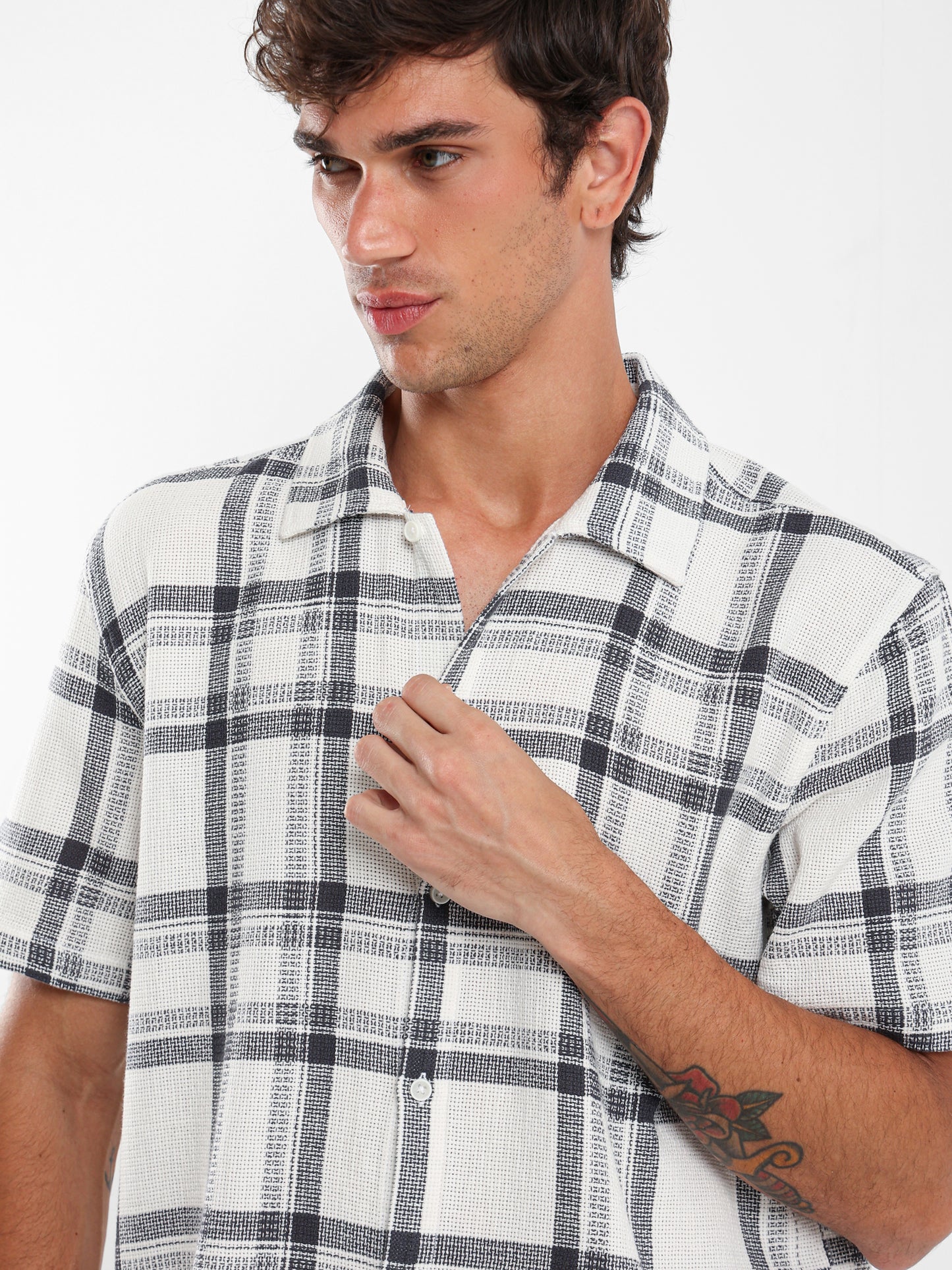 Checked Oversized Camp Shirt