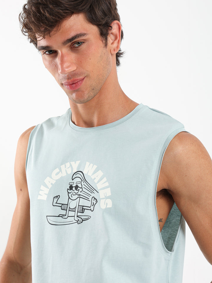 تي شيرت بطبعة Wacky Waves