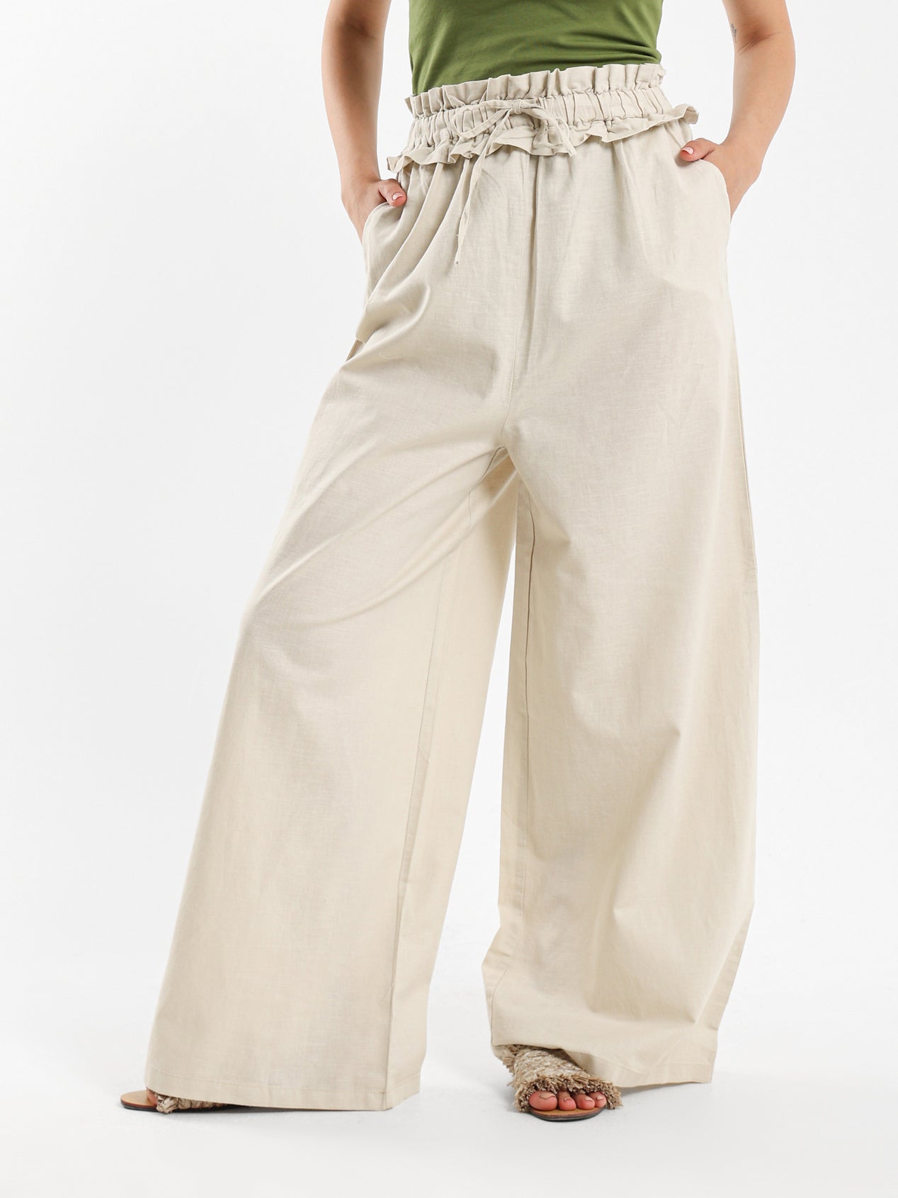 Paperbag Waist Wide-Leg Pants - Outlet