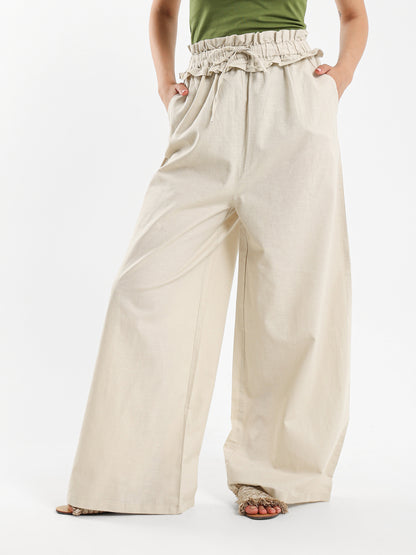 Paperbag Waist Wide-Leg Pants - Outlet