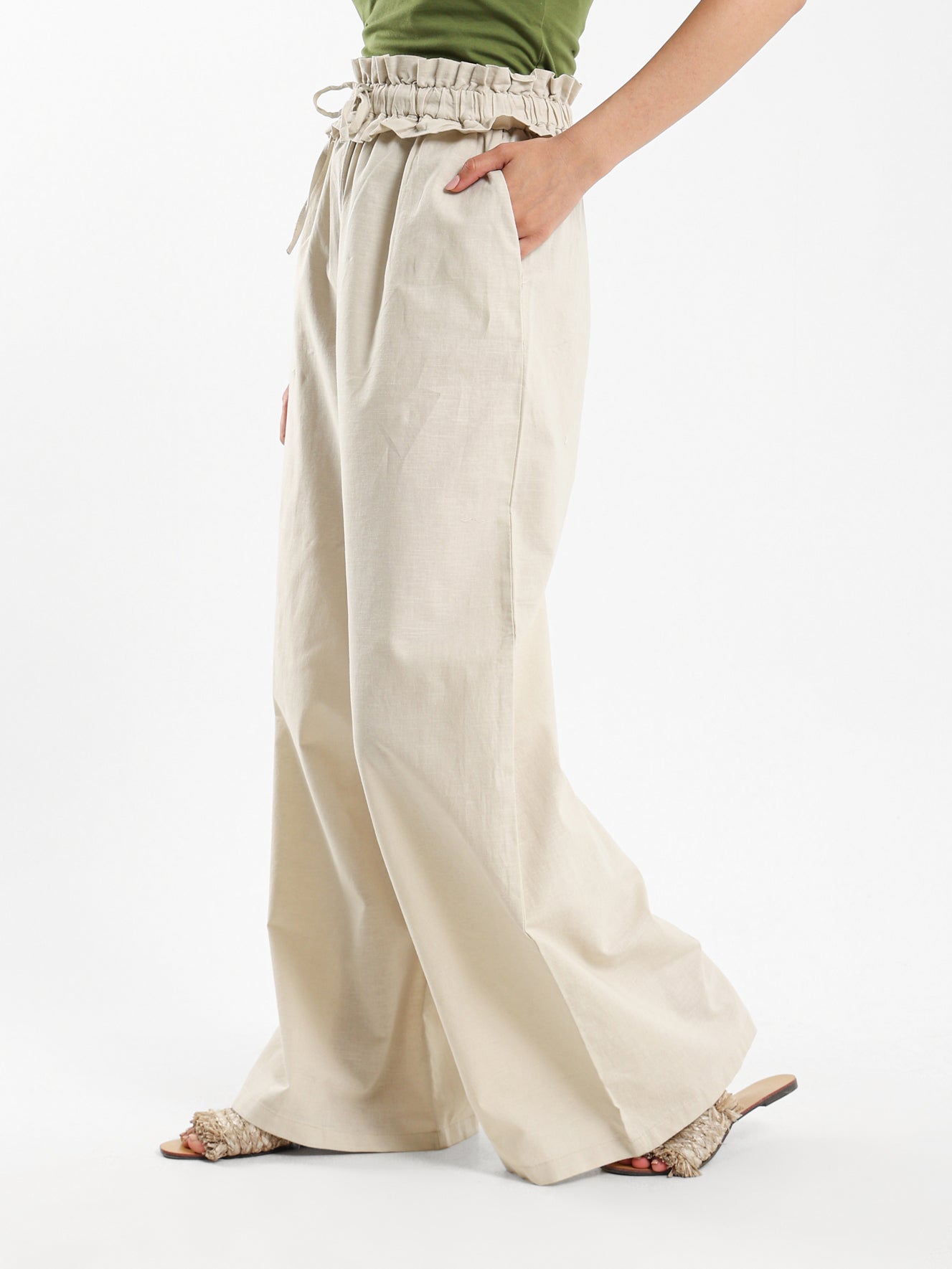 Paperbag Waist Wide-Leg Pants - Outlet