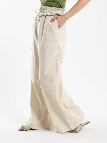 Paperbag Waist Wide-Leg Pants - Outlet