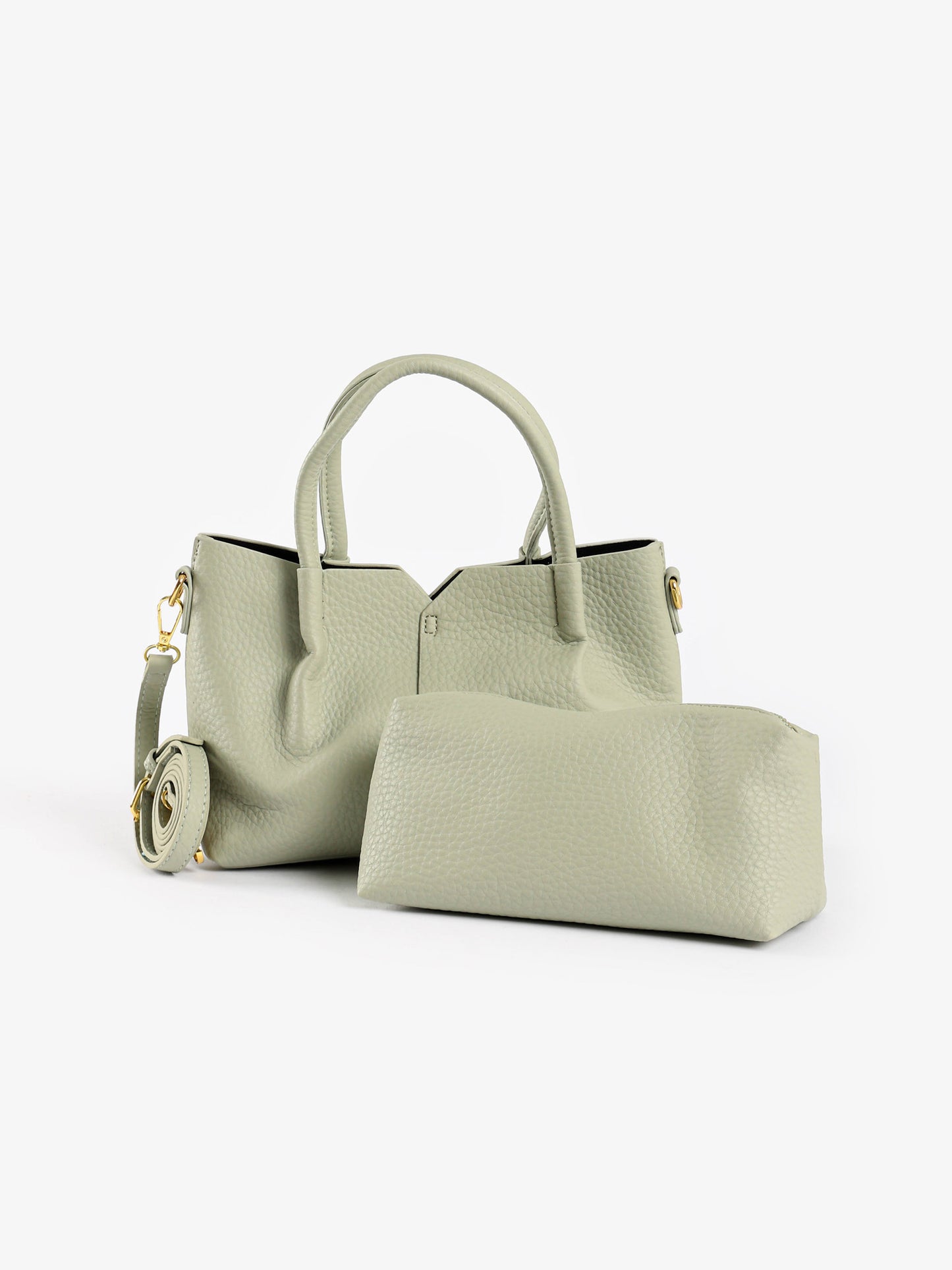 Textured Faux Leather Handbag Set – 2-Piece