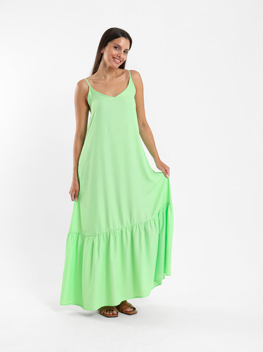 Strappy Long Dress with Ruffle Detail