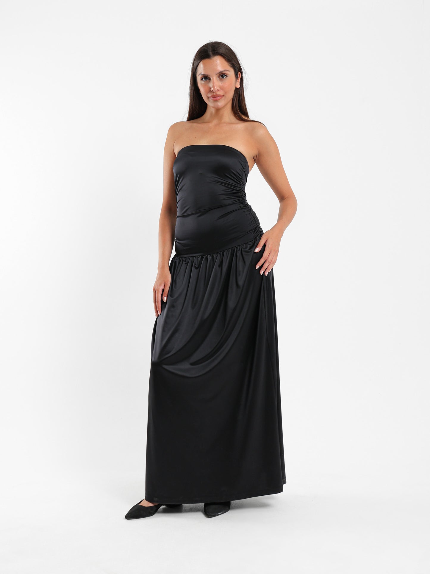 Strapless Rushed Side Maxi Dress