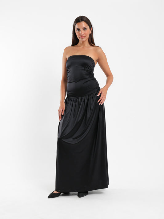 Strapless Rushed Side Maxi Dress