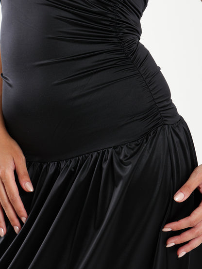 Strapless Rushed Side Maxi Dress