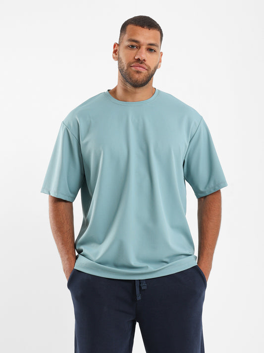 Pique-Style Solid Relaxed Fit T-Shirt
