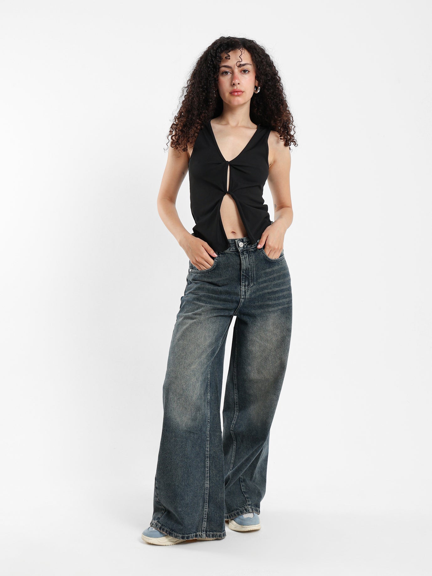 Sleeveless Top with Front Twist