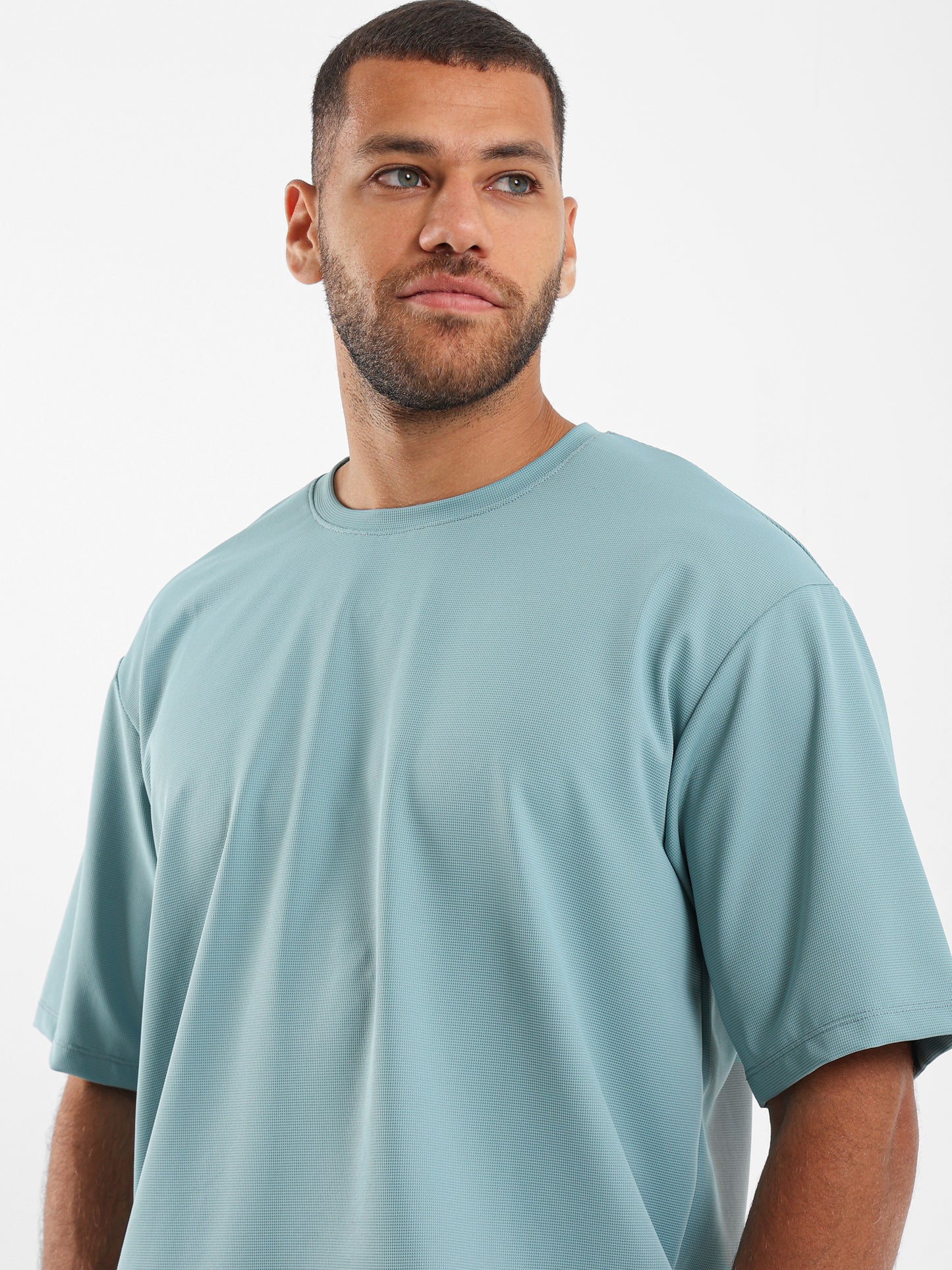Pique-Style Solid Relaxed Fit T-Shirt