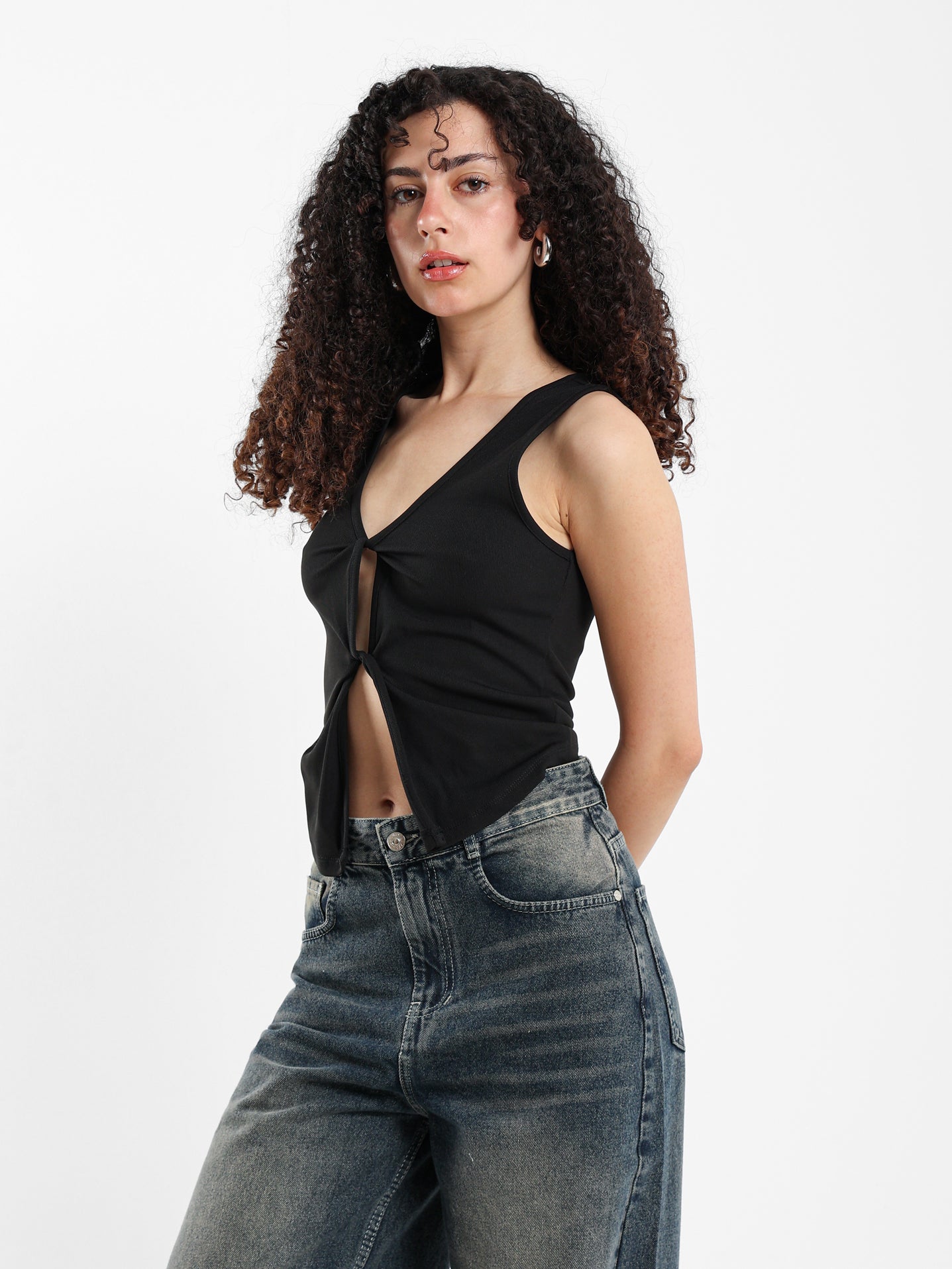 Sleeveless Top with Front Twist