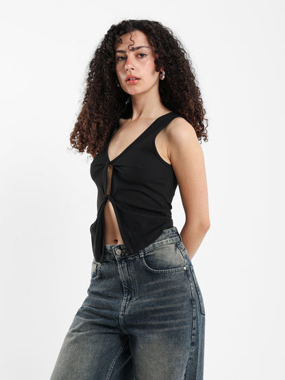 Sleeveless Top with Front Twist