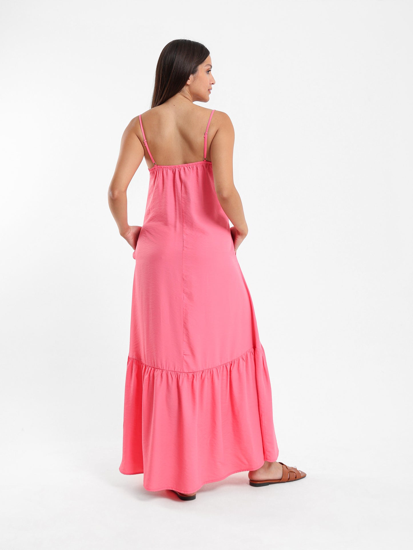 Strappy Long Dress with Ruffle Detail