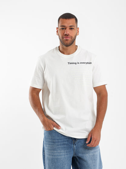 Timing is Everything Text Print T-Shirt