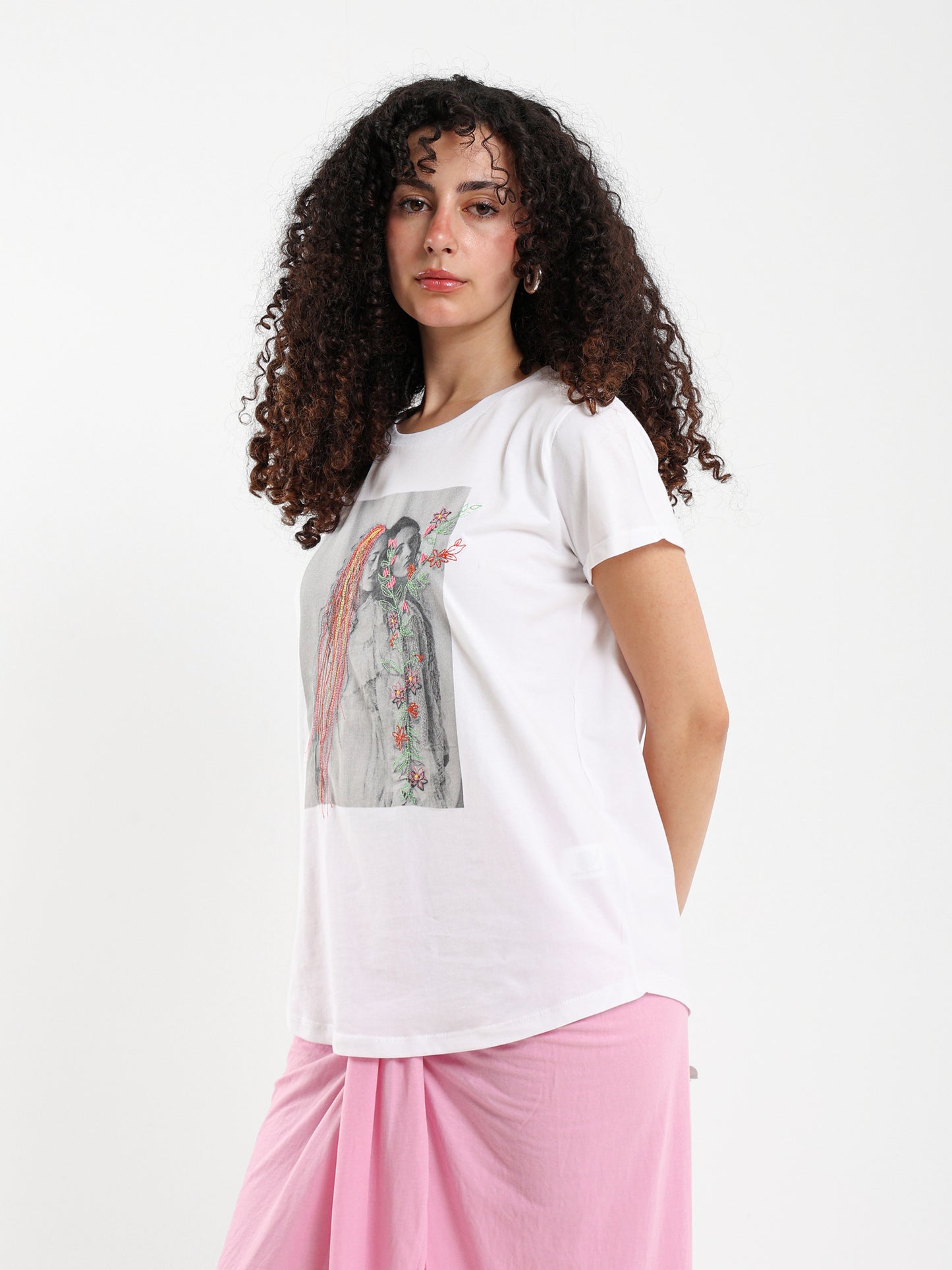 “Girls with Flowers” Embroidered Tee