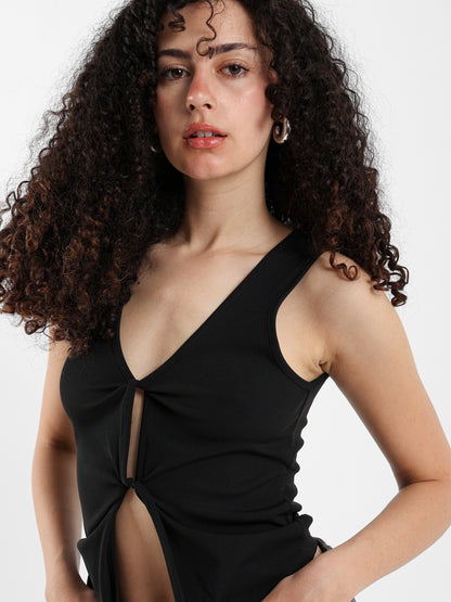 Sleeveless Top with Front Twist
