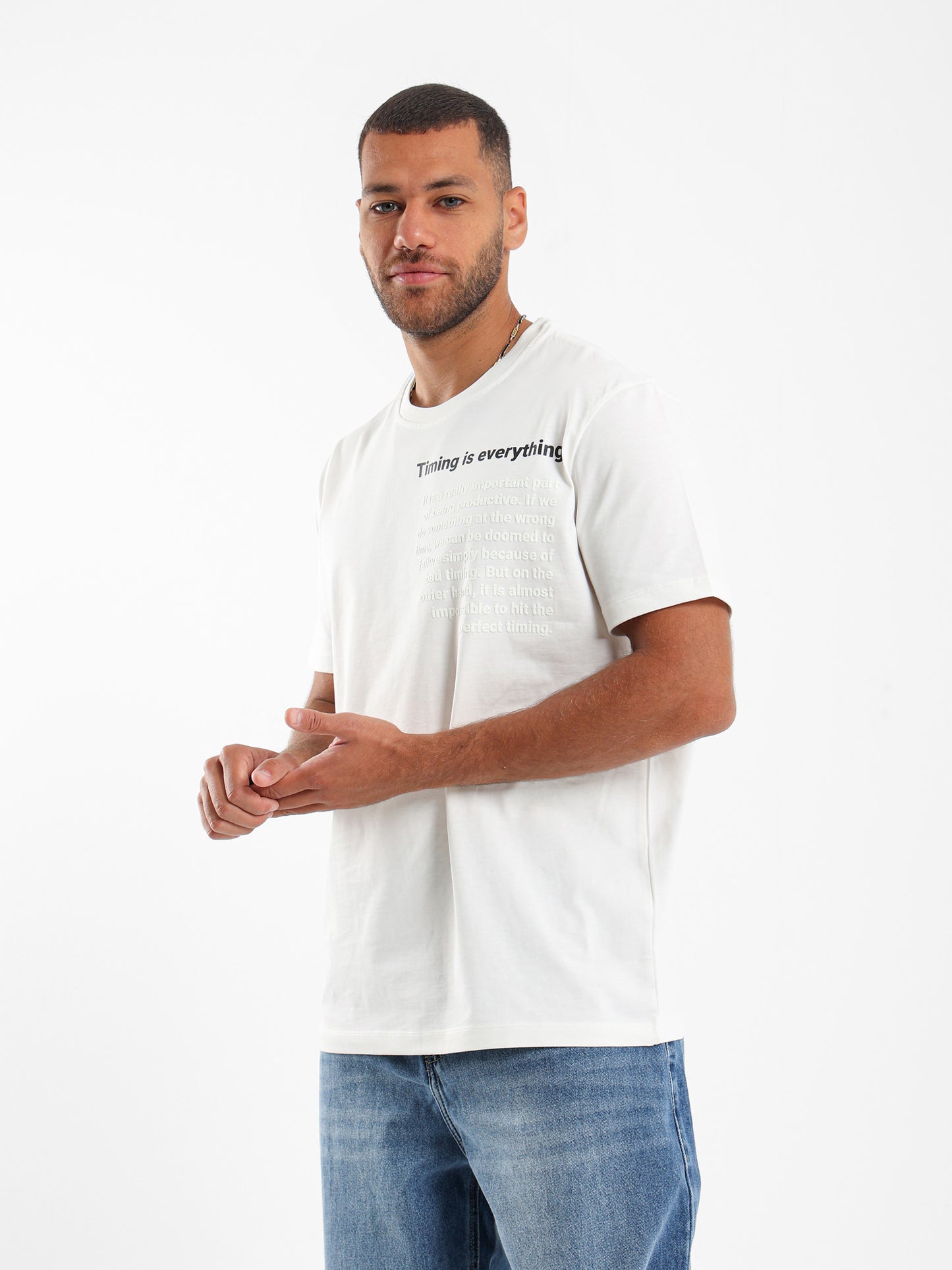 Timing is Everything Text Print T-Shirt
