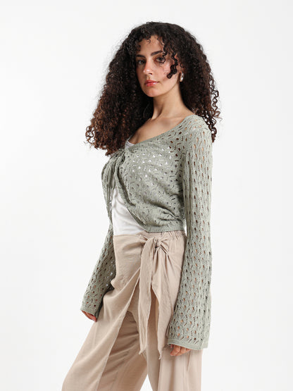 Front Tie Crochet Bolero