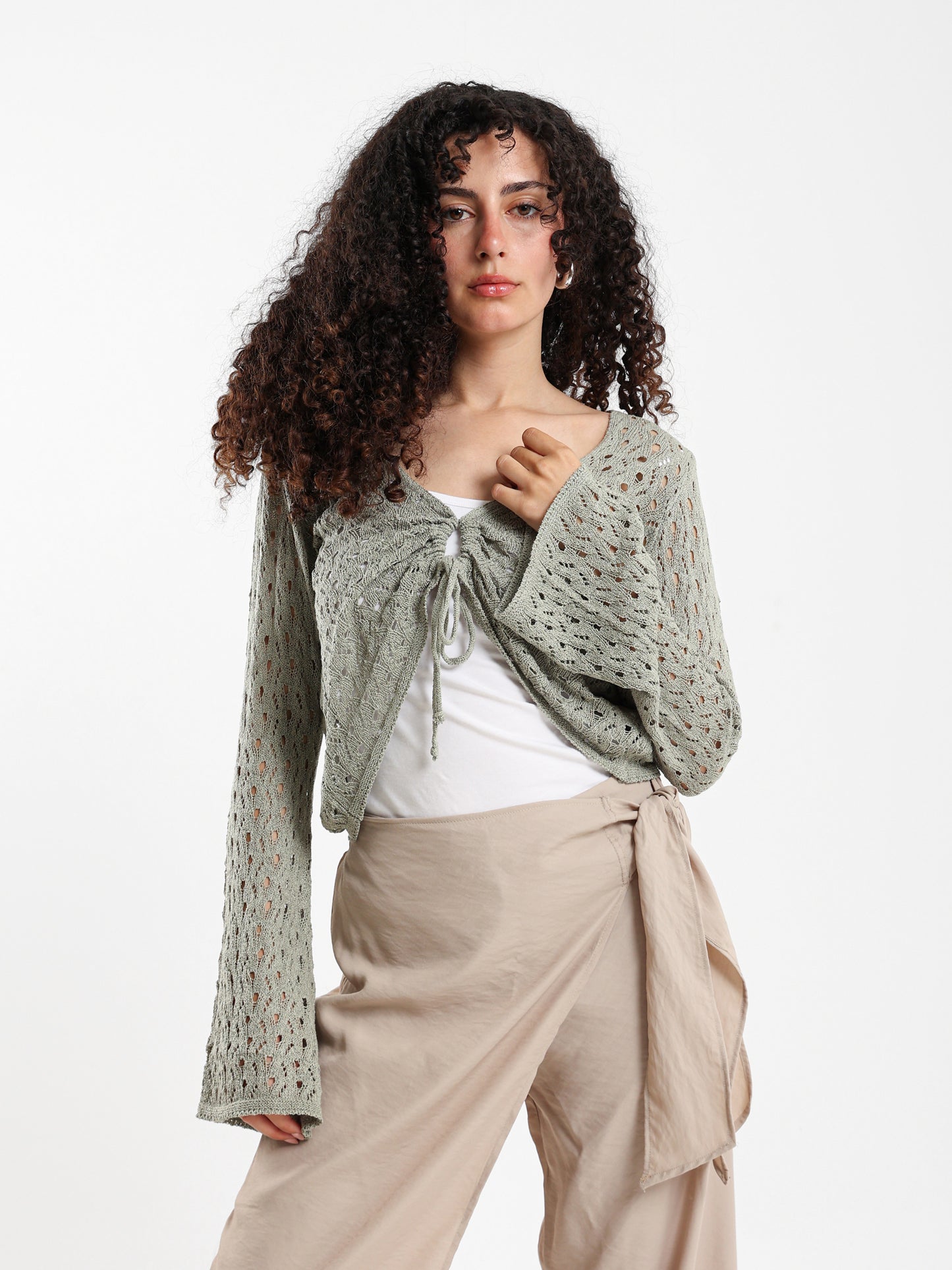 Front Tie Crochet Bolero