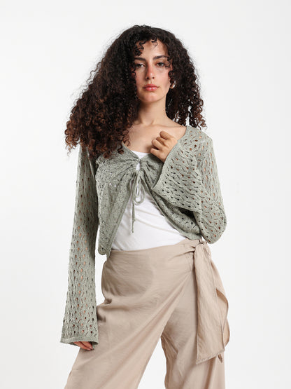 Front Tie Crochet Bolero