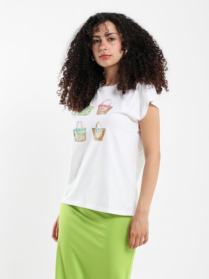 Pearls & Sea Collage Cap Sleeve Tee
