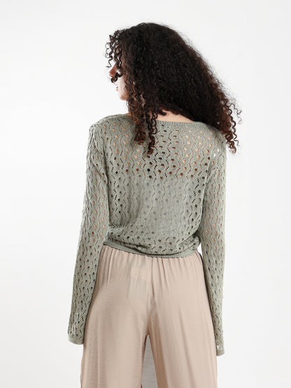 Front Tie Crochet Bolero