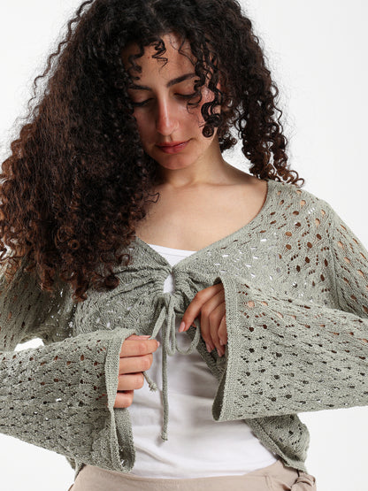 Front Tie Crochet Bolero
