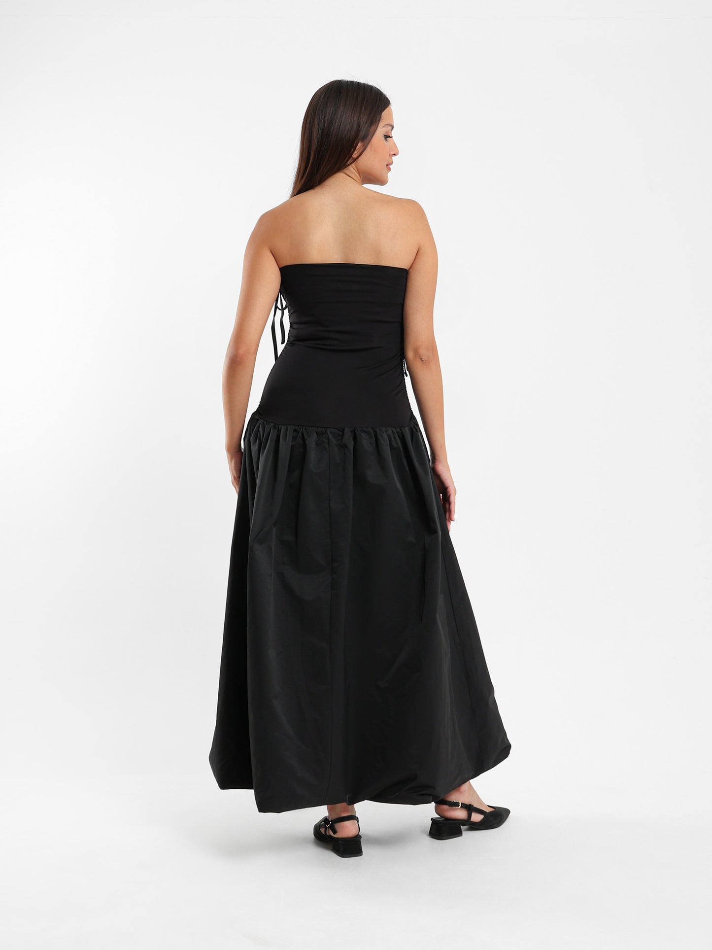 Puffy Midi Dress with Straps