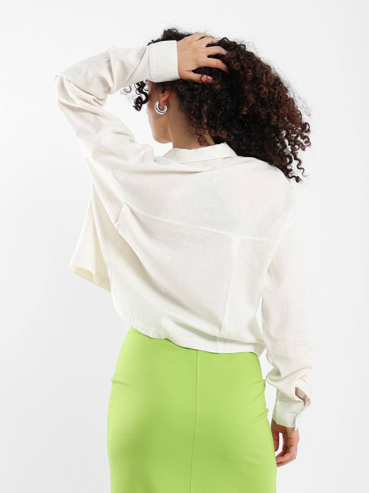 Linen Cropped Oversized Shirt