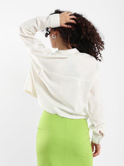 Linen Cropped Oversized Shirt