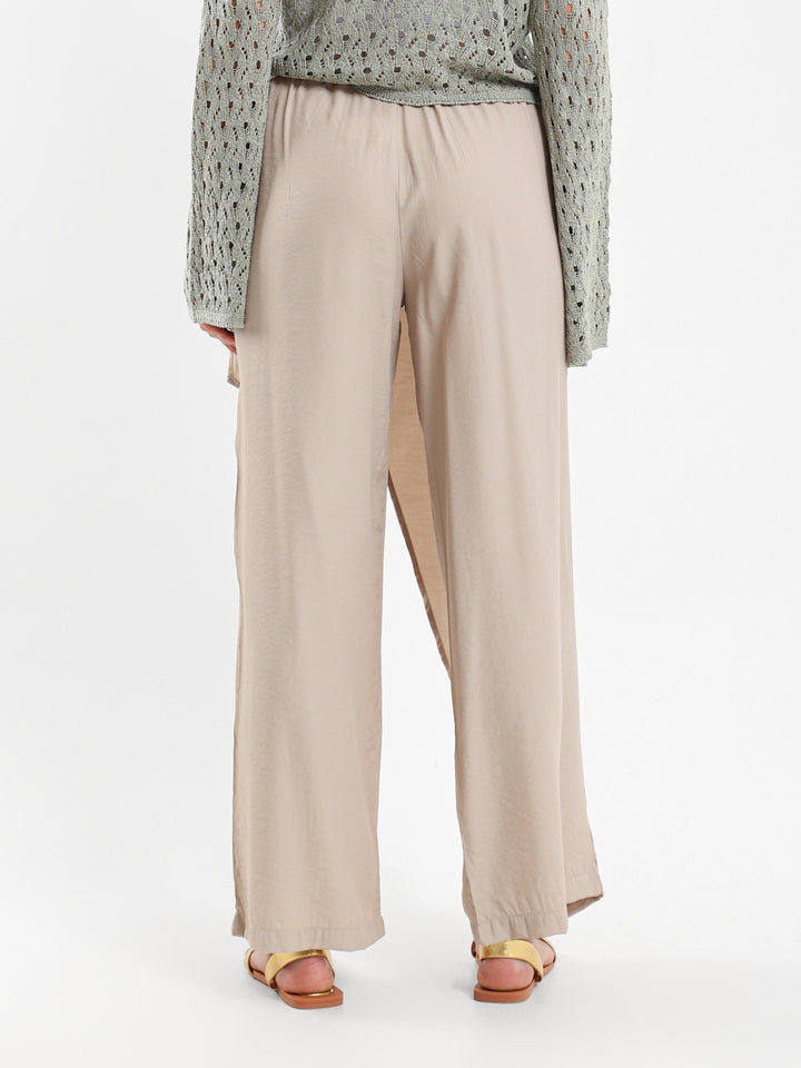 Front Overlap Wide-Leg Pants