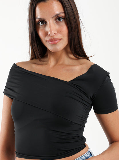 Asymmetric Neckline Fitted Top