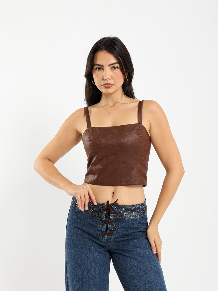 Textured Leather Top