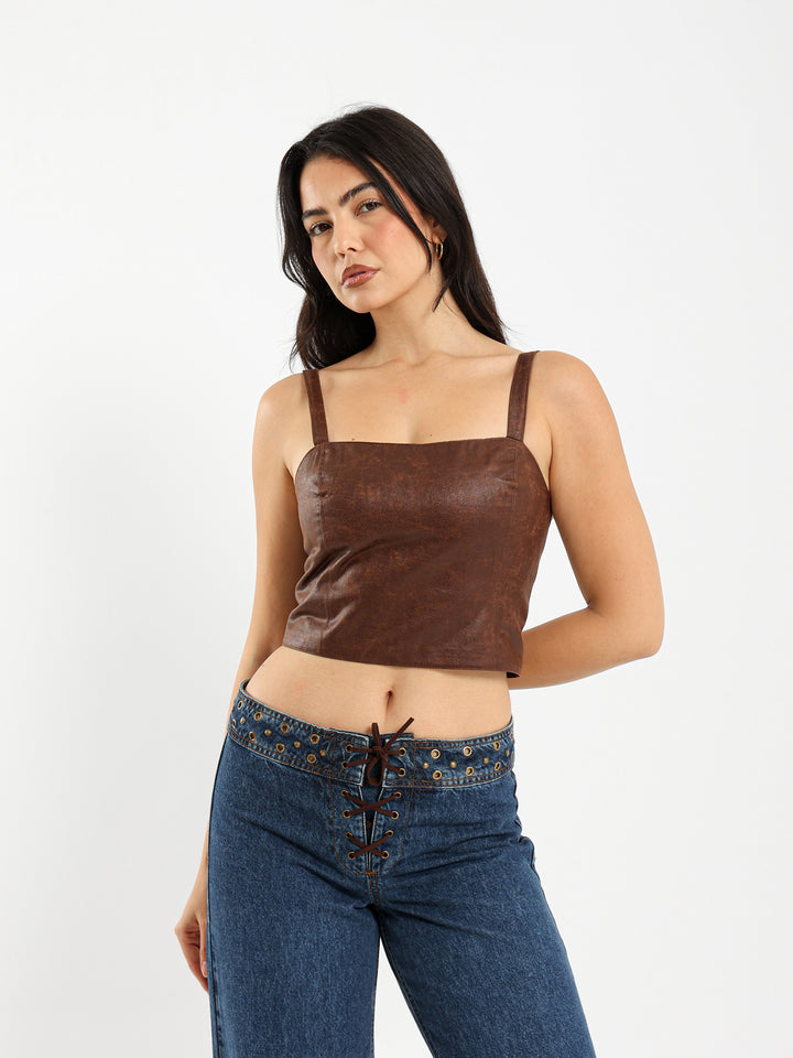 Textured Leather Top