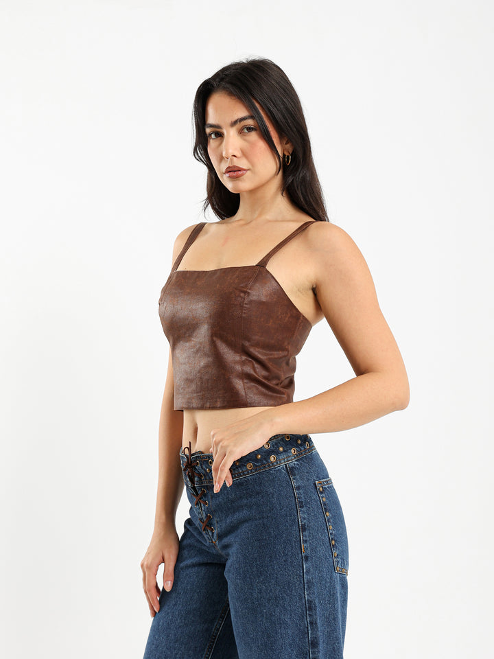 Textured Leather Top