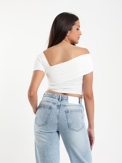 Asymmetric Neckline Fitted Top