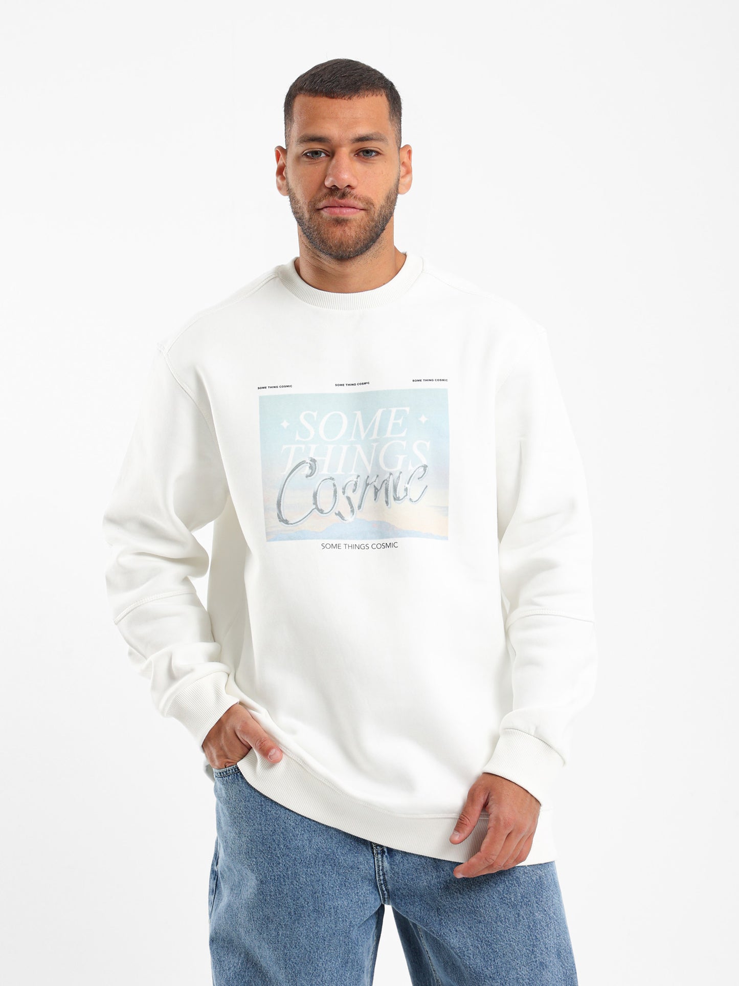 Somethings Cosmic Printed Sweatshirt - Outlet