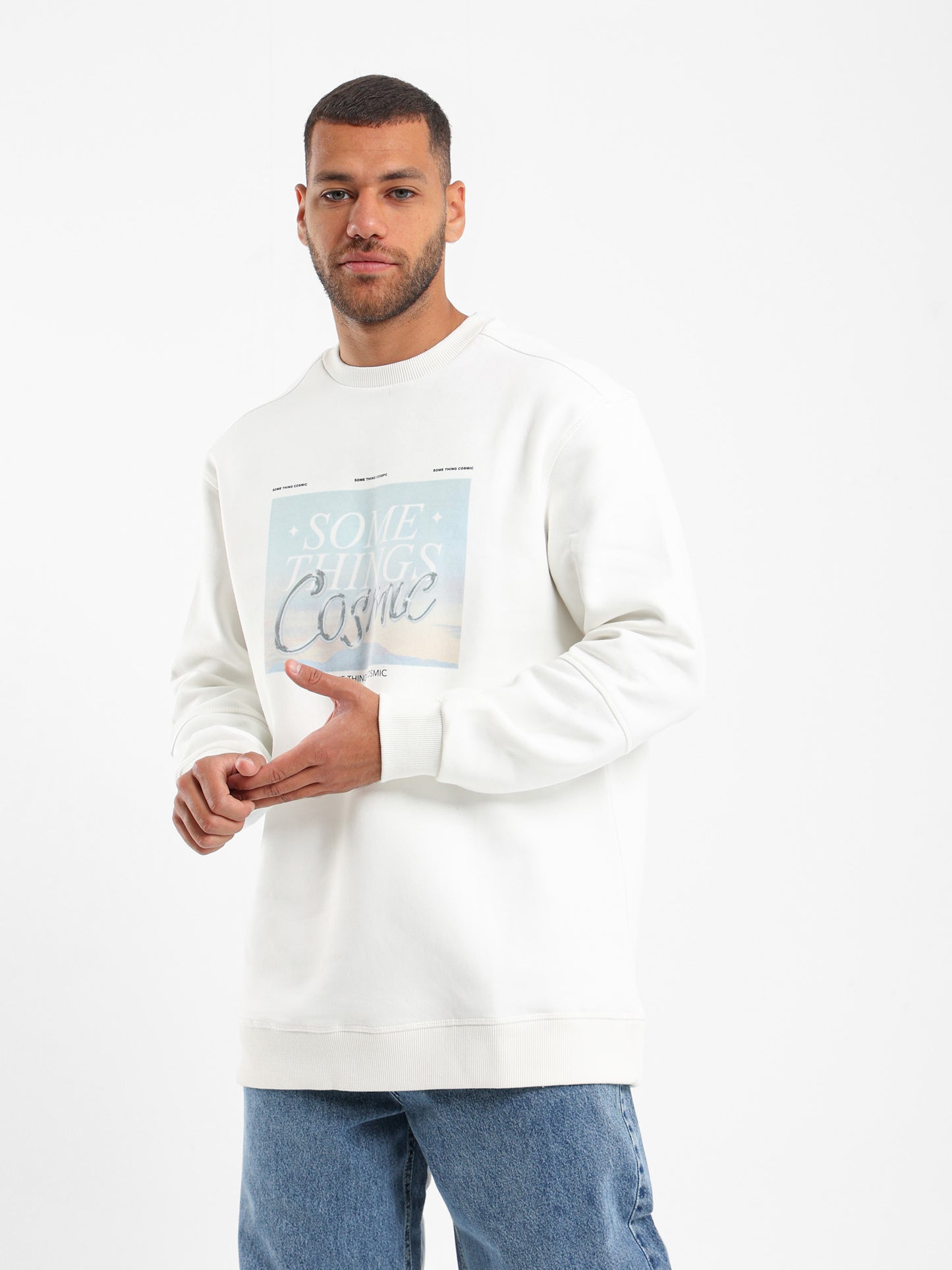 Somethings Cosmic Printed Sweatshirt - Outlet