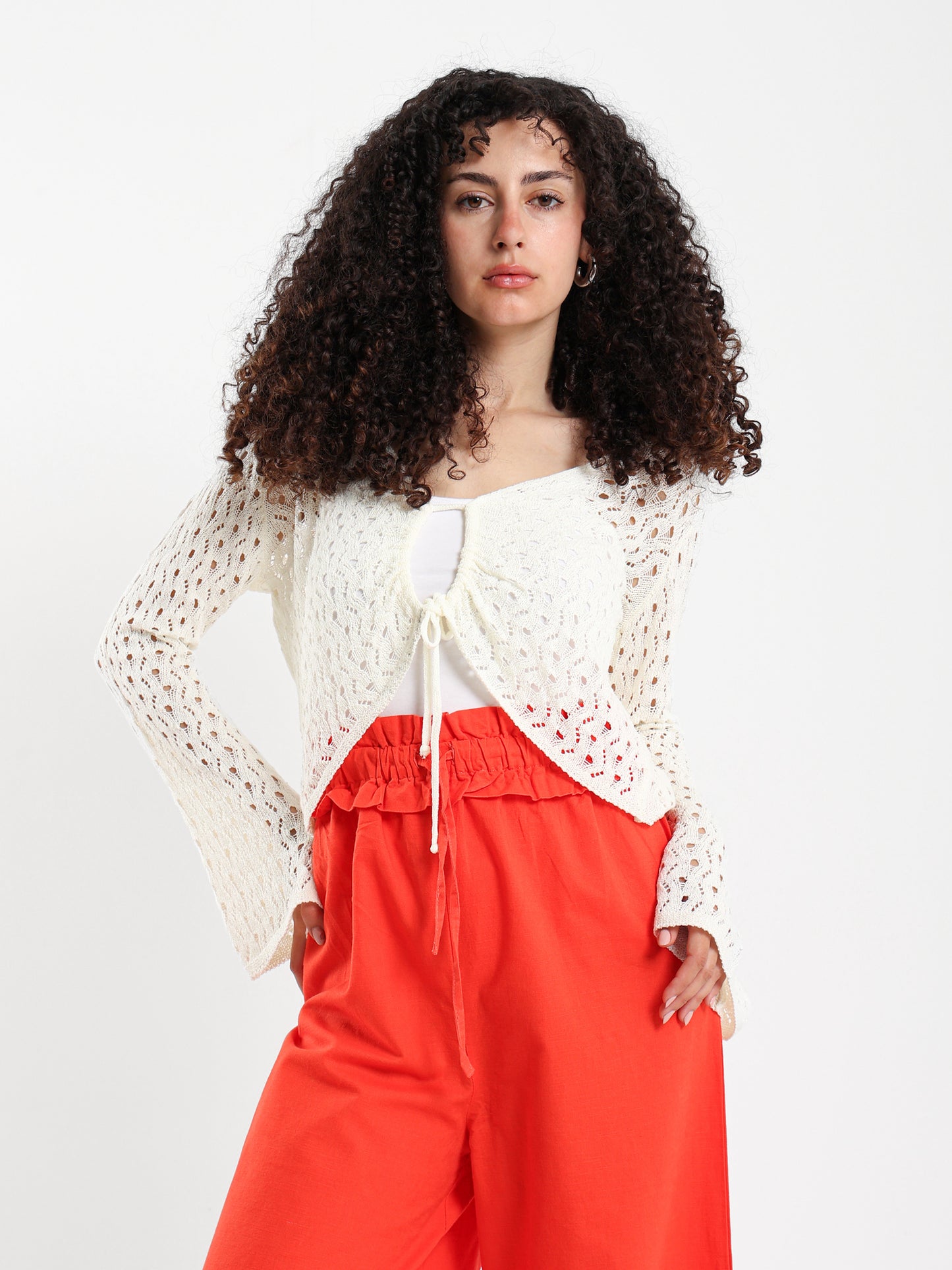 Front Tie Crochet Bolero