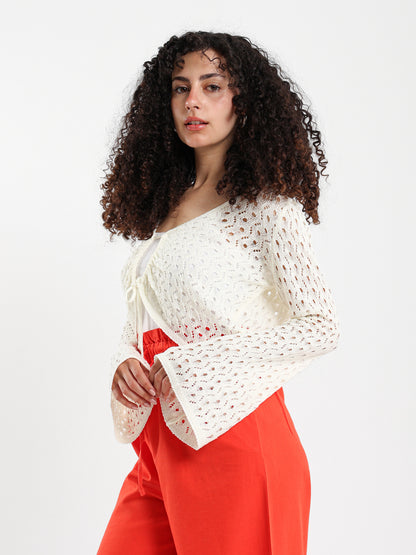 Front Tie Crochet Bolero